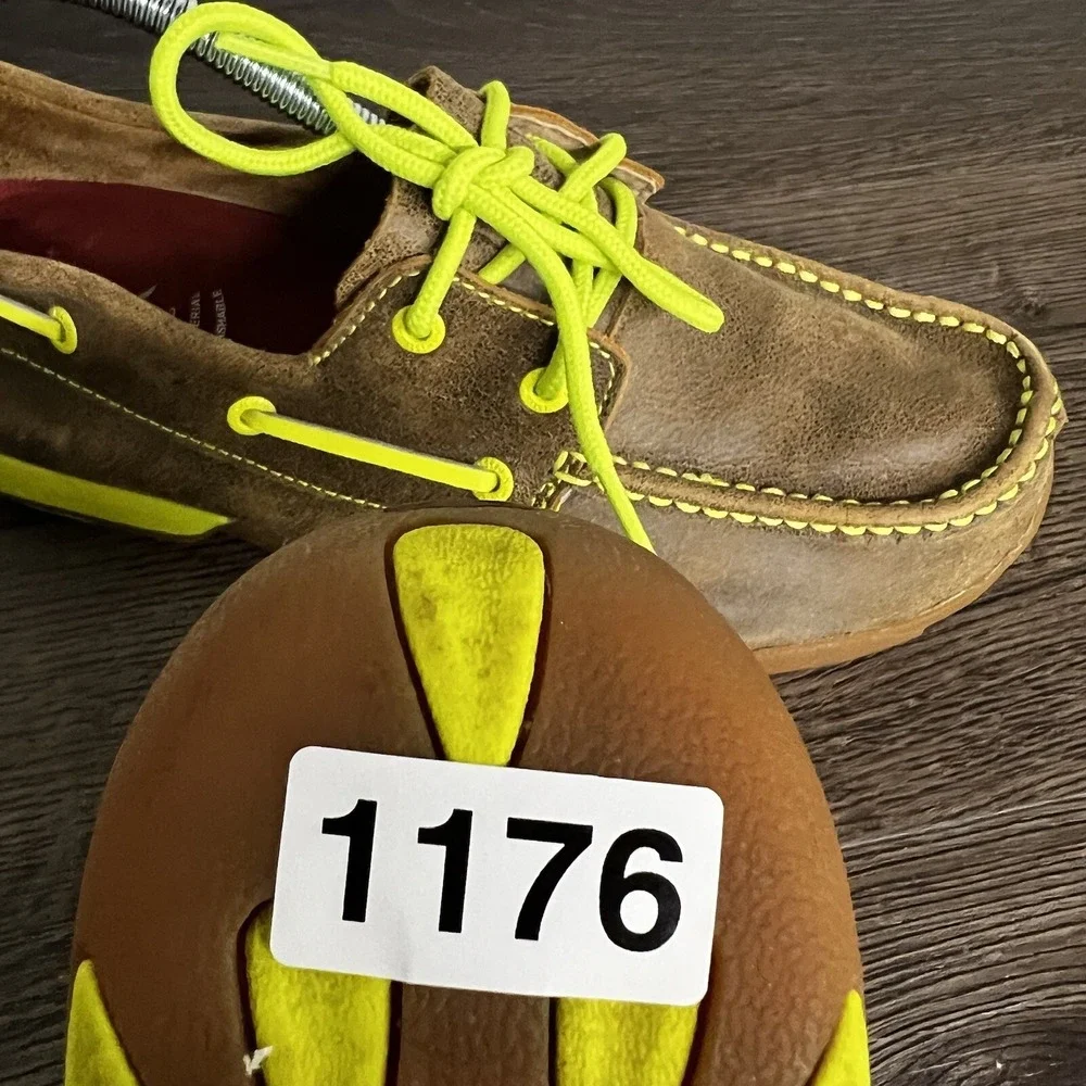 Twisted X Womens ‎ Driving Boat Shoes Brown Yellow Lace Up Moc Toe Leather 7.5M
